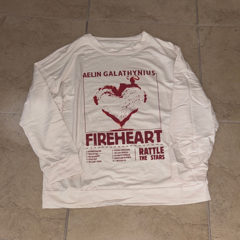 White Fireheart Graphic Sweatshirt